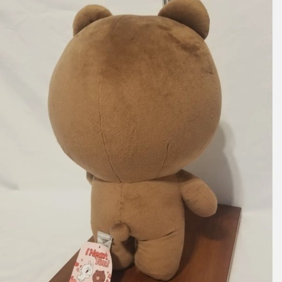16" Line Friend Licensed Brown Bear Plushie With Red Heart Valentine New Tag - Picture 6 of 8